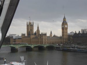 View of Big Ben while on the London Eye. Despite the clouds and sprinkling of rain, it was amazing.